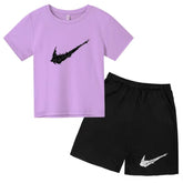 Summer Brand White T-shirt+Shorts Two-piece Set Kids New Clothing Fashion Letter Boy Girl3-13Yrs Sports Short-sleeved Casual Set Khamik Shop Online