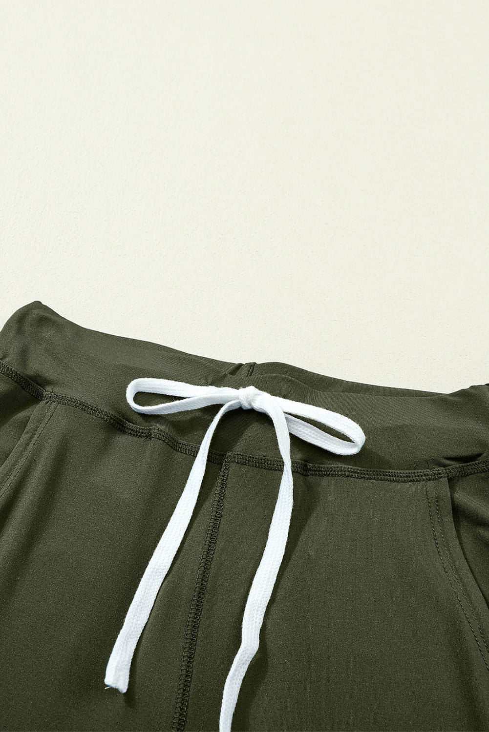 Moss Green Drawstring Waist Pocketed Joggers Carmine Juneberry