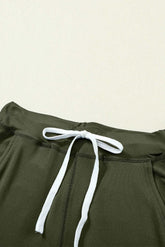 Moss Green Drawstring Waist Pocketed Joggers Carmine Juneberry