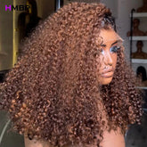 400 Density Brown Kinky Curly Color WIg 13x6 HD Lace Frontal Wig 100% Human Hair Wigs For Women 4x4 Lace Frontal Wig Pre plucked Khamik Shop Online
