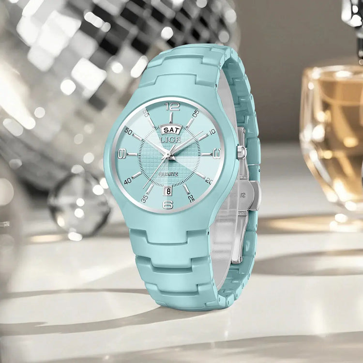 LIGE Luxury Elegant Quartz Women Watches Fashion Ceramics Small Dial Ladies Watch Date Week Display Woman Wristwatch Reloj Mujer Khamik Shop Online