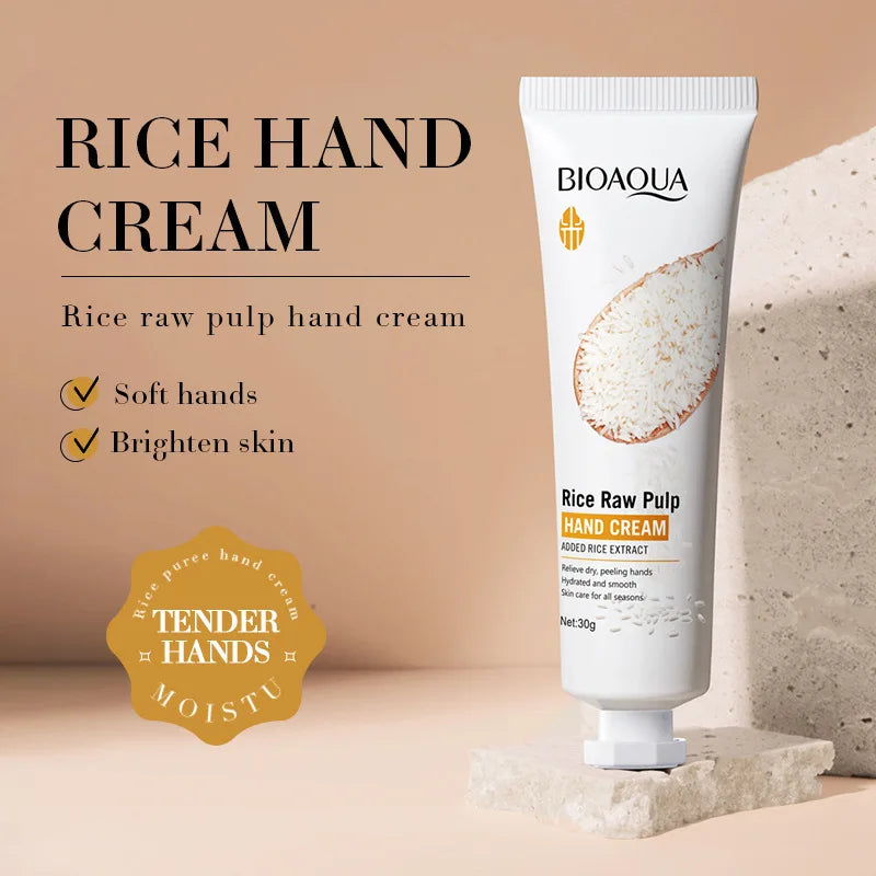 1/2/3/5Pcs BIOAQUA White Rice Hand Cream Moisturizing Handcream Nourishing Brightening Hydrating Hands Skincare Creams Products