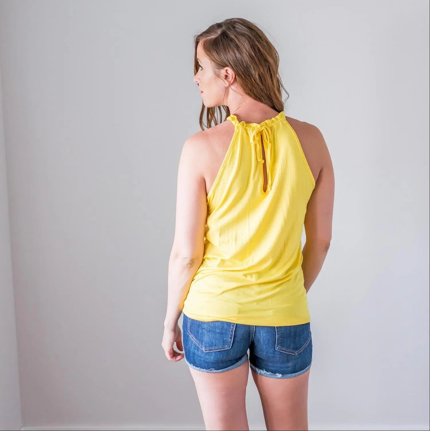 Back Keyhole Halter Tank Pink Bearberry