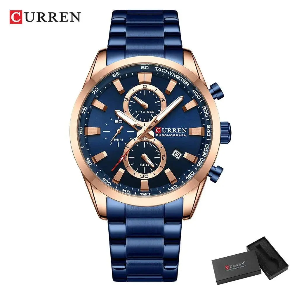CURREN Casual Quartz Chrono Sport Watches Brands for Men Stainless Steel Bracelet Multifunction Dial 2023 Wristwatch with Date Khamik Shop Online