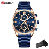 CURREN Casual Quartz Chrono Sport Watches Brands for Men Stainless Steel Bracelet Multifunction Dial 2023 Wristwatch with Date Khamik Shop Online