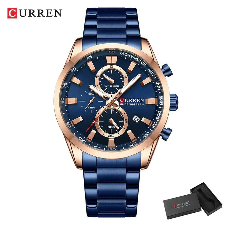 CURREN Casual Quartz Chrono Sport Watches Brands for Men Stainless Steel Bracelet Multifunction Dial 2023 Wristwatch with Date Khamik Shop Online