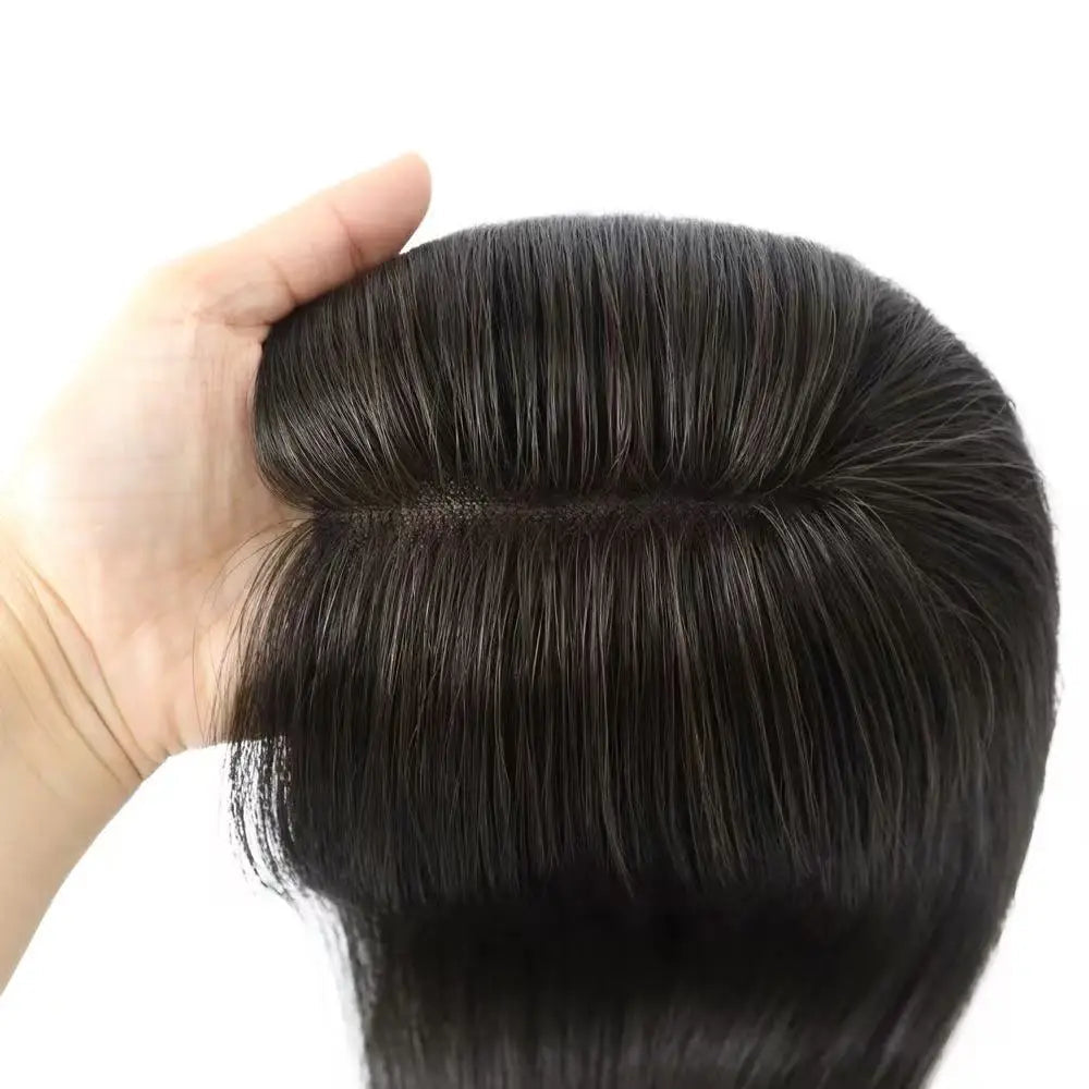 6 Colors Available Human Hair Topper Wig 4x4.5 Lace Frontal 12 Inch Hand-Tied 4 Clips 48H Ship 