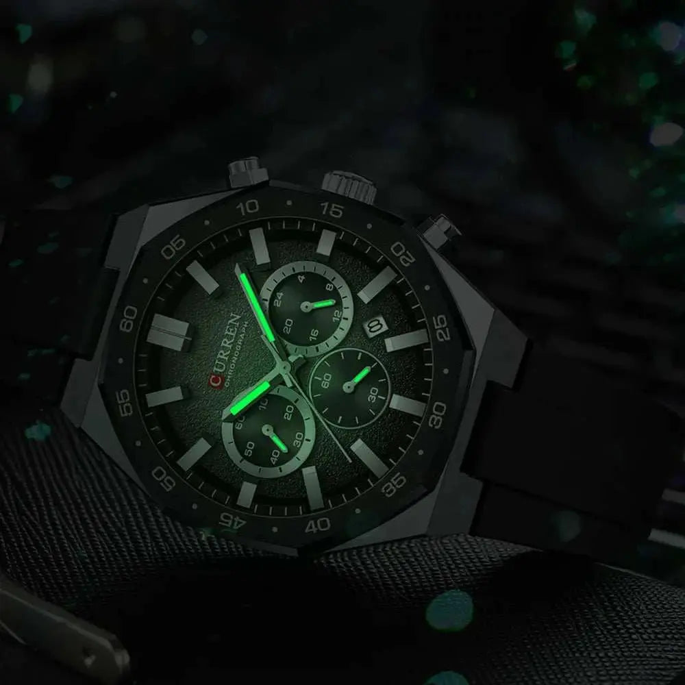 CURREN Fashion Casual Men Sports Watch Chronograph Silicone Belt Auto Date Dial Quartz Wristwatch Male Reloj Relogio Masculino Khamik Shop Online