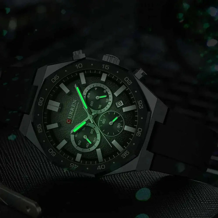 CURREN Fashion Casual Men Sports Watch Chronograph Silicone Belt Auto Date Dial Quartz Wristwatch Male Reloj Relogio Masculino Khamik Shop Online