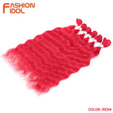 FASHION IDOL Water Wave Hair Bundles Synthetic Hair Extensions Ombre Blonde Hair Weave Bundles 6pcs 20" High Temperature Fiber Khamik Shop Online