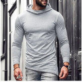 Men Solid Casual Hooded Long Sleeve T Shirt Soft Cotton Irregular Hem Daily Outdoor Top S 3XL Khamik Shop Online