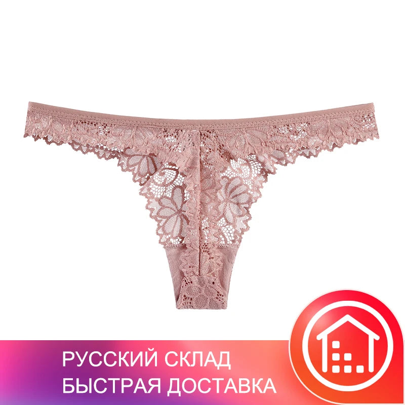 3Pcs/Lot Sexy Lace Thong Low Waist Lace Transparent Panties Women Hollow Out Breathable G String Briefs Bow Underwear Lingerie