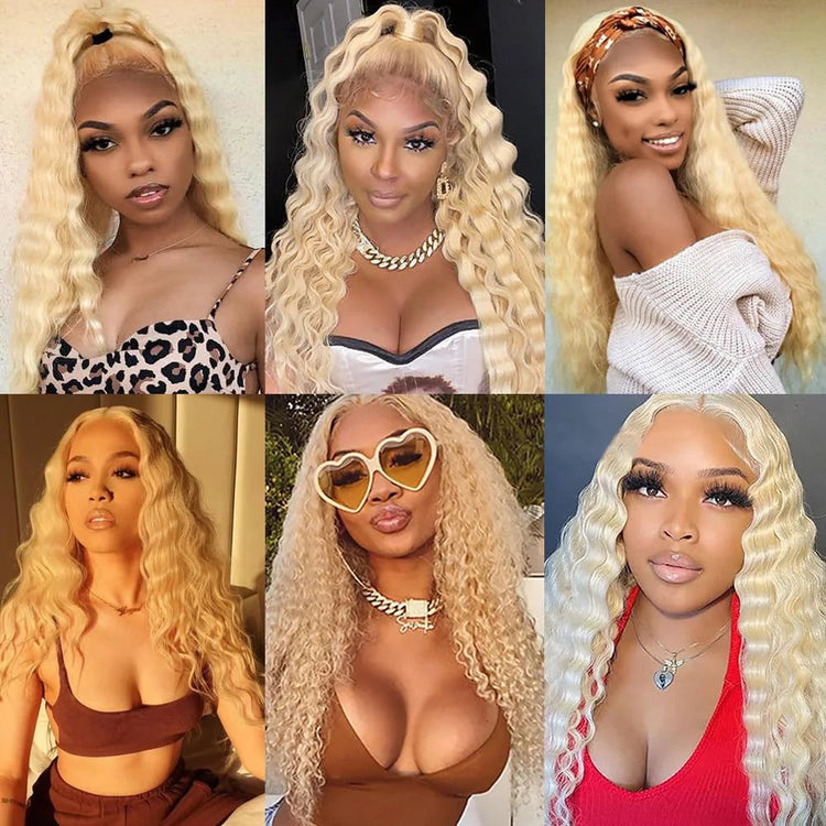 High Quality 613 Honey Blonde Colored Deep Wave Human Hair 1 3 4 Bundles Deal 28 30 32 Inch Long 100% Unprocessed Raw Vietnamese Human Hair Bundles Baby Soft Deep Curly Human Hair Bundles Extensions Can Be Dyed Wholesale Hair For Black Women Free Shipping Khamik Shop Online