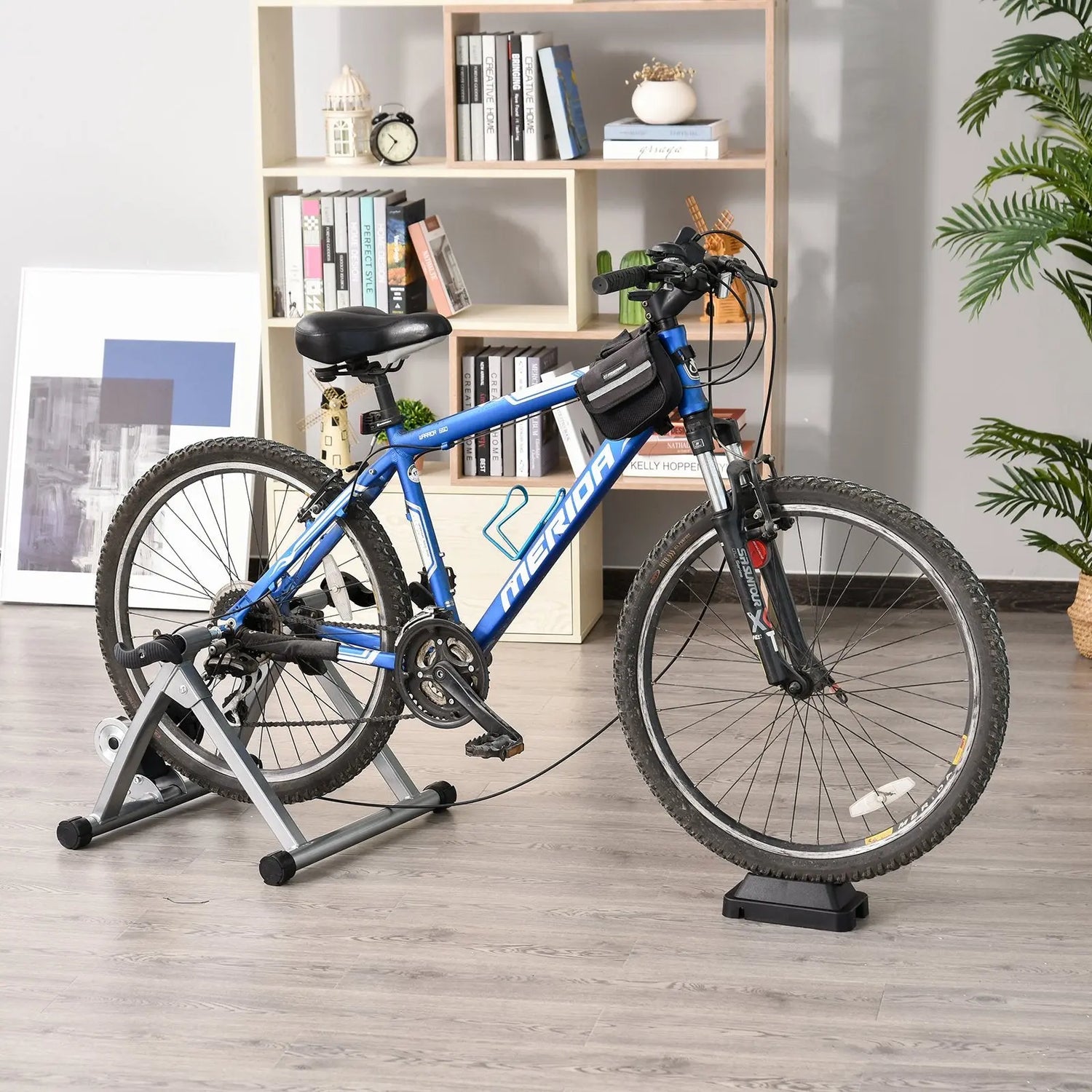 Soozier Indoor Magnetic Bike Bicycle Trainer Stand 5 Level Resistance Taupe Shadow
