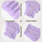 3Pcs Cotton Lace Patchwork Bikini Panties Women Seamless Floral Print Brazilian Pants Low Waist Breathable Female Sexy Lingerie Khamik Shop Online