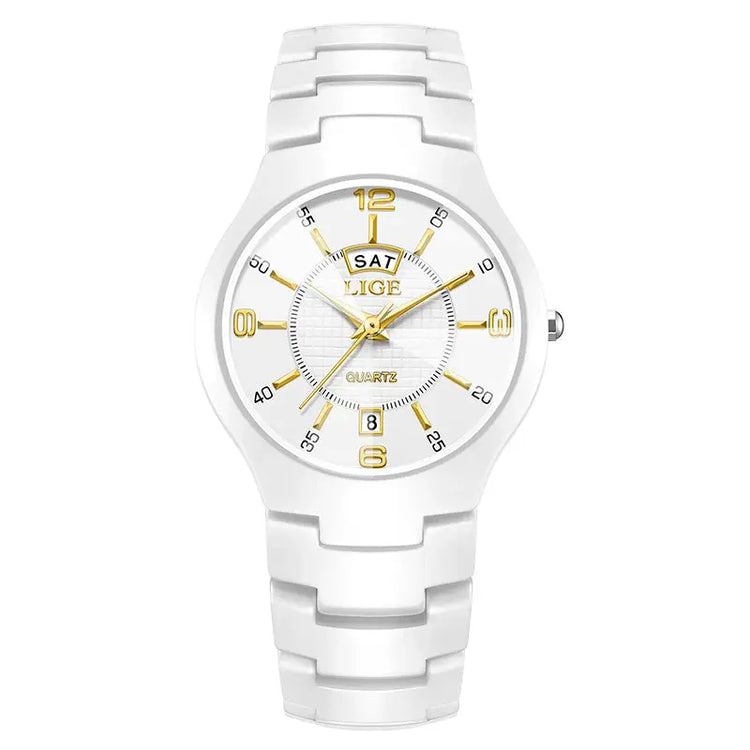 LIGE Luxury Elegant Quartz Women Watches Fashion Ceramics Small Dial Ladies Watch Date Week Display Woman Wristwatch Reloj Mujer Khamik Shop Online