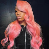 13x4 Body Wave Light Pink Lace Front Wig Brazilian Human Hair Wigs Colored Wig 13x6 Transparent HD Lace Frontal Wigs For Women Khamik Shop Online