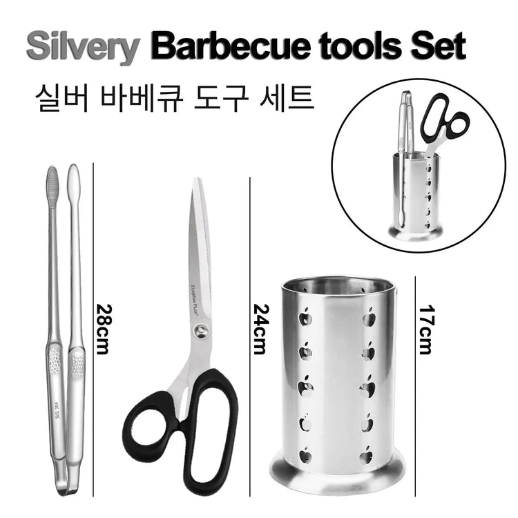 Stainless Steel Grill Shear Multifunctional Barbecue Scissors Food Vegetable Meat Scissor Kitchen Gadget Peferct for BBQ Camping Khamik Shop Online