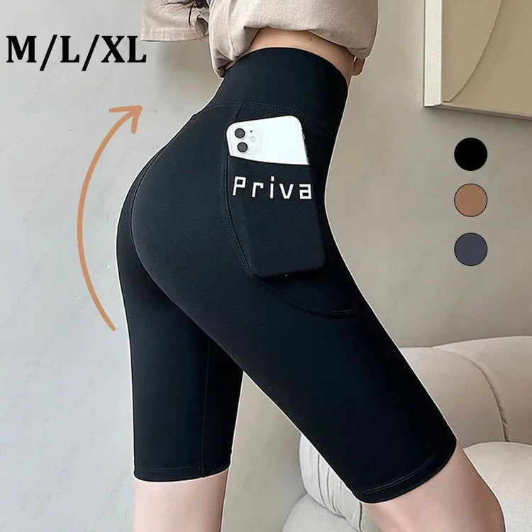 1 Piece Summer Thin Shark Skin Shorts 5 Inch Pocket Women Outdoor Gym Bike Riding High Waist Tummy Control Butt Lift Khamik Shop Online