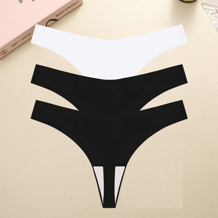 3PCS/SET Sexy G-String Underwear Female T-back Intimates Lingerie Seamless Low Waist Underpants 10 Color Lady Bikini Panty XS-XL Khamik Shop Online