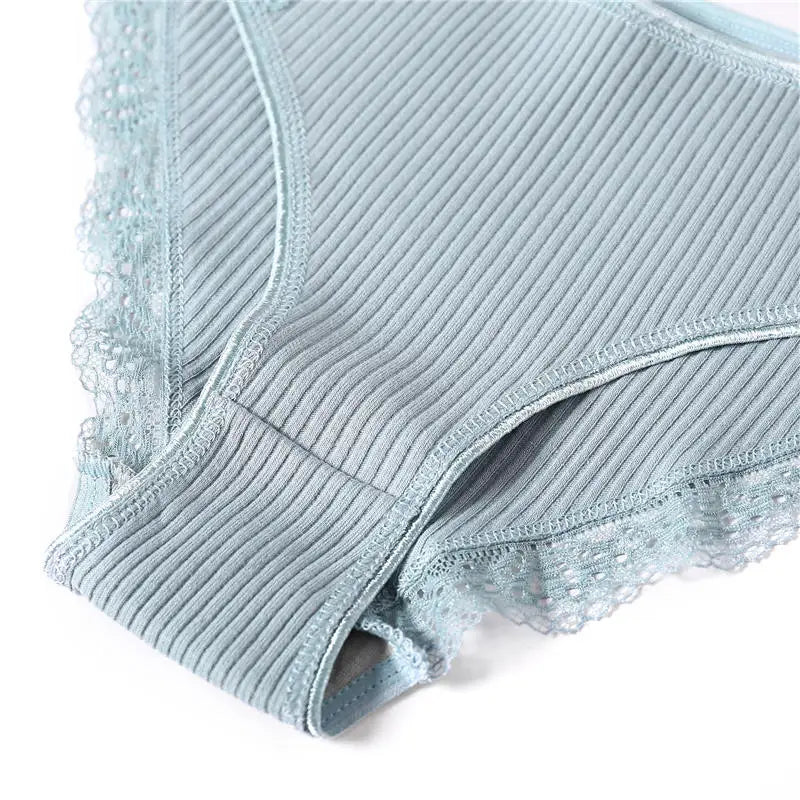 3PCS/Set 6 Color Women Panties Cotton Lace Briefs Solid Color for Female Striped Sexy Cotton Underwear Lingerie Low Waist Flower Khamik Shop Online