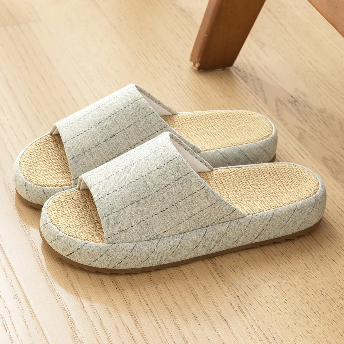 Summer Women Home Slippers Linen Summer Flats Shoes Breathable Sandals Comfortable Non-Slip Soft Slides Indoor Men Slippers Khamik Shop Online
