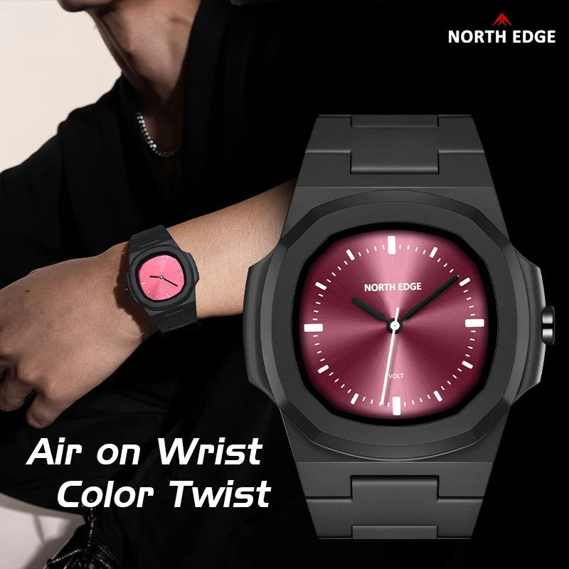 NORTH EDGE Watch for Man New VOLT Quartz Watch Fashion Light Resin Case Square Swimming 50M Waterproof Men Watches Gift Box Khamik Shop Online