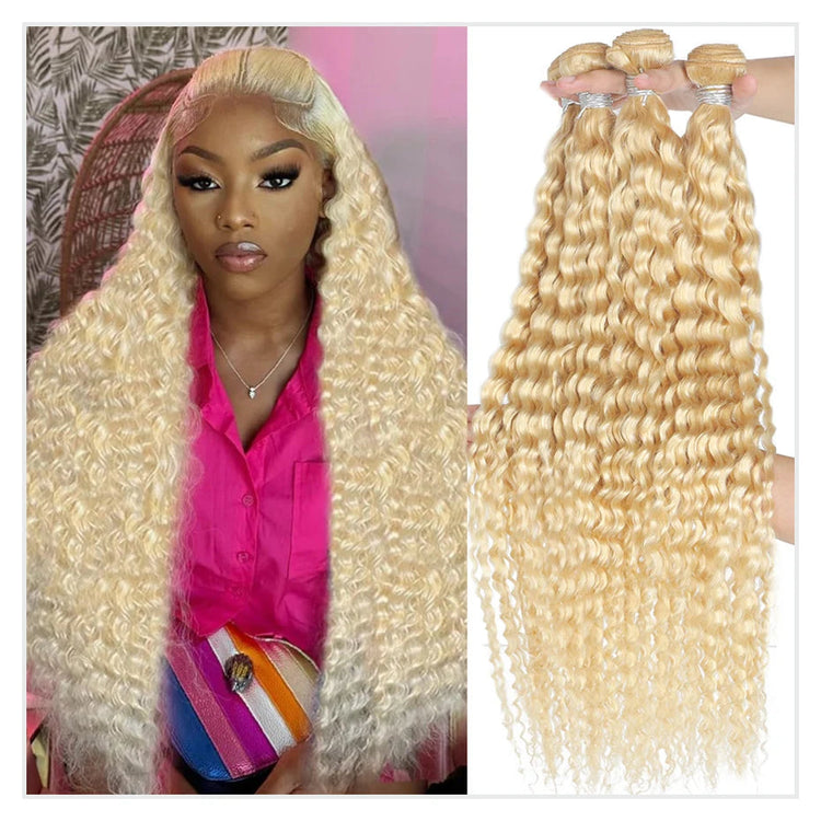 High Quality 613 Honey Blonde Colored Deep Wave Human Hair 1 3 4 Bundles Deal 28 30 32 Inch Long 100% Unprocessed Raw Vietnamese Human Hair Bundles Baby Soft Deep Curly Human Hair Bundles Extensions Can Be Dyed Wholesale Hair For Black Women Free Shipping Khamik Shop Online