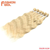 FASHION IDOL Water Wave Hair Bundles Synthetic Hair Extensions Ombre Blonde Hair Weave Bundles 6pcs 20" High Temperature Fiber Khamik Shop Online
