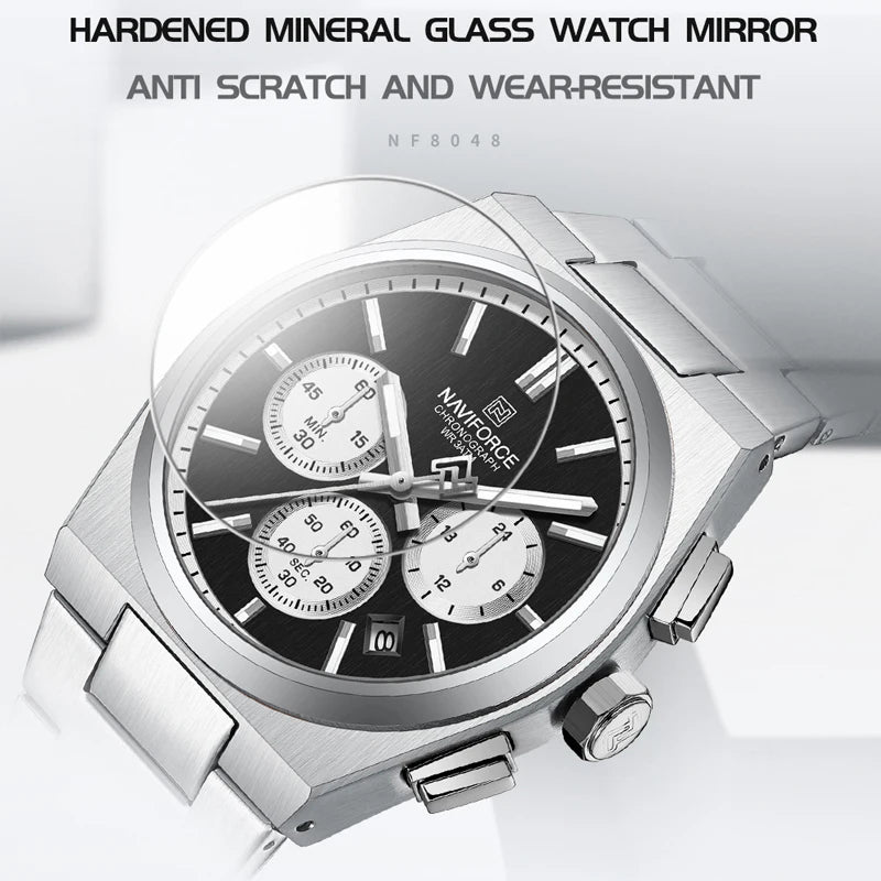 Trend Brand Stainless Steel Couple Watch Quartz Date Display Chronograph for Lovers Waterproof Fashion Wild Wristwatch