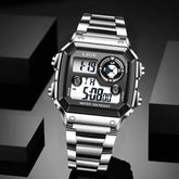 LIGE Fashion Casual Electronic Man Watch Sports Waterproof Luminous Alarm Stainless Steel Band Digital Men&