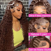 Perruque lace HD réal 13x6 marron foncé ondulée en cheveux humains Remy 100%