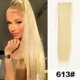 Straight Long Ponytail Extensions 22inch Natural Black Wrap Around Synthetic Hair Piece Pony Tail Hair Hairpieces for Women Girl Khamik Shop Online