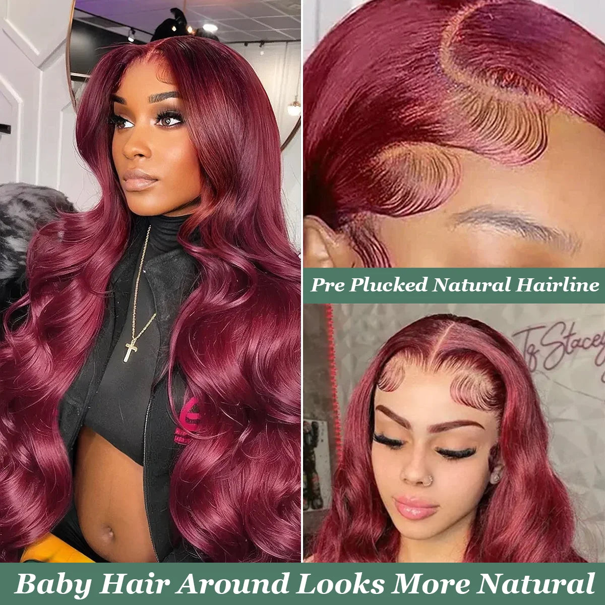 Wine Red Burgundy 99J 40 Inches Long-length 200% High Density 13x6 13x4 HD Transparent Lace Frontal Wig Human Hair Wigs Body Wave Brazilian Hair Pre Plucked For Women Khamik Shop Online