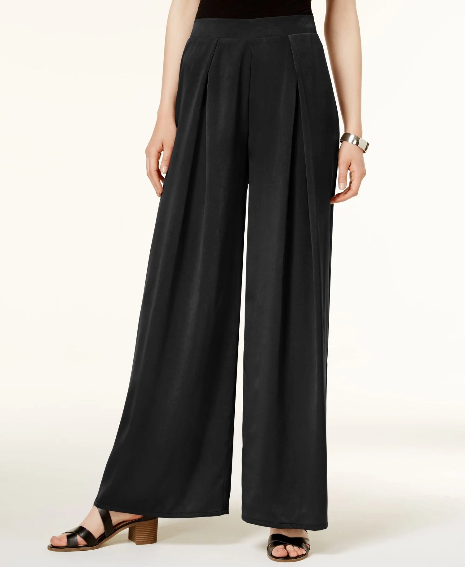 BAR III Pleated Wide Leg Soft Pants Amber Chrysippus