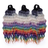 FREEDOM Synthetic Curly Braiding Hair Extensions 24 Inch/60 cm Long Deep Wavy Twist Crochet Braids Hair Ombre Brown Rainbow Hair Khamik Shop Online