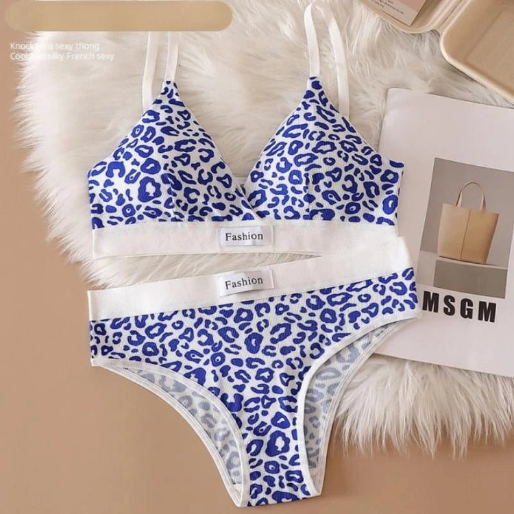 Women Push-Up Bra And Panties Set V-neck Non-wire Bra Low Waist Briefs Female Sexy Lingerie Cotton Leopard Print Underwear Set Khamik Shop Online