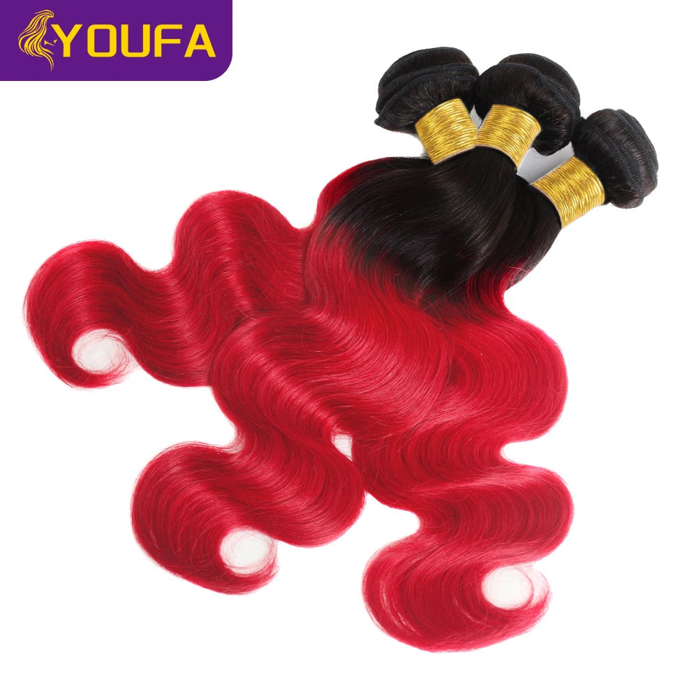 Hot Red Curly 100% Human Hair Bundles For Women 1Pc Lot Brazilian Bouncy Kinky Curly Hair Ombre 1B Red Human Hair Weave Bundles Khamik Shop Online