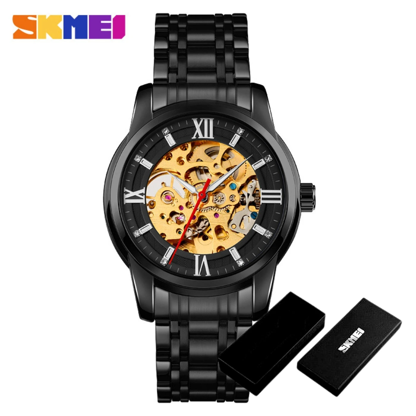 Fully Automatic Mechanical Watch Men Stainless Steel Circular Single Folding Buckle Metal Hollow Spiral Watch Reloj Hombre Khamik Shop Online