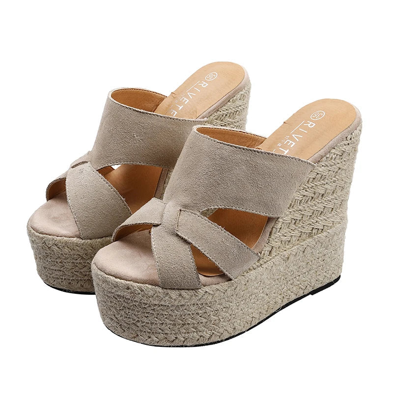 Women Sandals In Summer  Wedges Heels Platform Footwear 14cm High Heels Sandals Shoes For Lady Khamik Shop Online