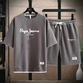 Fashionable casual T-shirt + shorts set for men. Men&