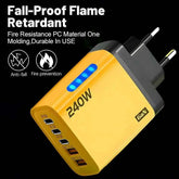 240W GaN USB C Charger 5 in 1 Fast Charging Phone Charger Power Adapter For iPhone Samsung Xiaomi Type C EU/US Plug Wall Charger Khamik Shop Online