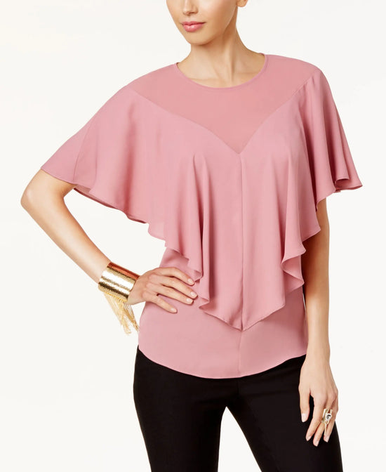 Thalia Sodi Ruffle Overlay Top Amber Chrysippus