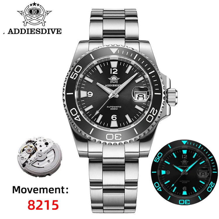 ADDIESDIVE New Diving Gift Watch Men 8215 Automatic Sapphire AR Coated Glass Ceramic Bezel Waterproof 200m Luminous Stainless St Khamik Shop Online