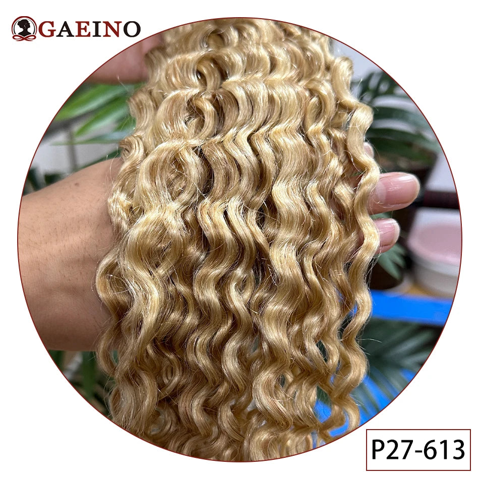 Water Wave Tape in Human Hair Extension Brazilian Hair Skin Weft Tape in Curly Human Hair 20 Pcs/Set Black Brown Blonde Color Khamik Shop Online