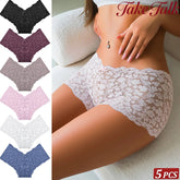 5PCS/SET Women Sexy Lace Panties Low Waist Bow Underwear Lace Trim Breathable Alluring Boxer Briefs MultiColor Pack Lingerie New Khamik Shop Online