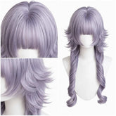 Perte de cheveux synthétiques violets lavande avec tête anti-raide et frange