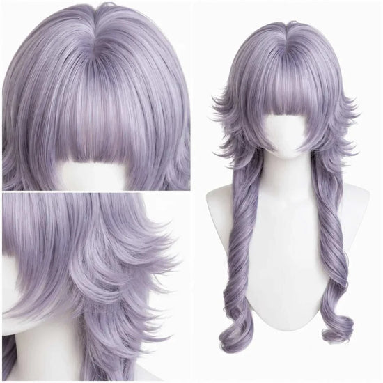 Perte de cheveux synthétiques violets lavande avec tête anti-raide et frange