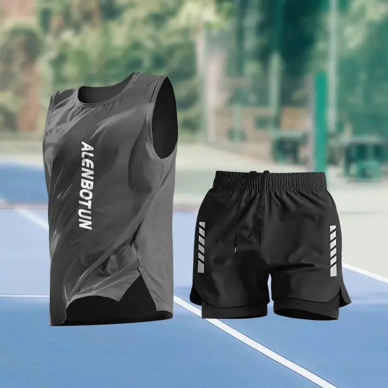 Men Running Sports Set Summer New Arrival Marathon Training Fitness Outfits Professional Quick Dry Basketball Tank Top And Short Khamik Shop Online