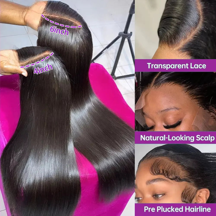 Natural Black Bone Straight Human Hair Front Wig 360 13x6 13x4 7x6 HD Lace Brazilian Human Hair Natural Hairline No Shed No Tangle For Women Daily Work Party Wear 38 40 Inch Khamik Shop Online